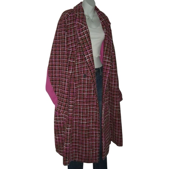 Torrid Coat Pink Pea Trench Boucle Parisian Kate Middleton Preppy Plus Tweed 5X - Picture 4 of 16